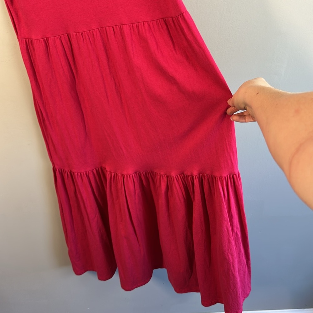J. Crew Factory Womens Pink Lagenlook Tiered V-Neck Midi Dress Size Medium Midi - Picture 11 of 11